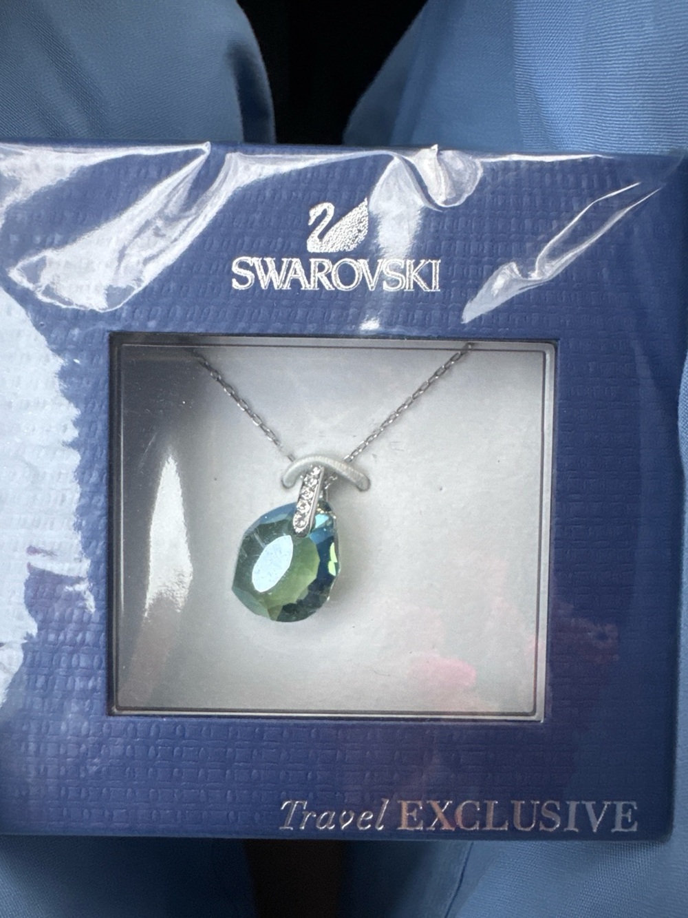 Swarovski Blue-Green Crystal Pendant Necklace